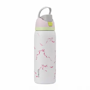 Owala FreeSip insulated stainless steel straw water bottle, BPA-free sports water bottle, suitable for travel, 32 ounces, Pink Ribbon Series