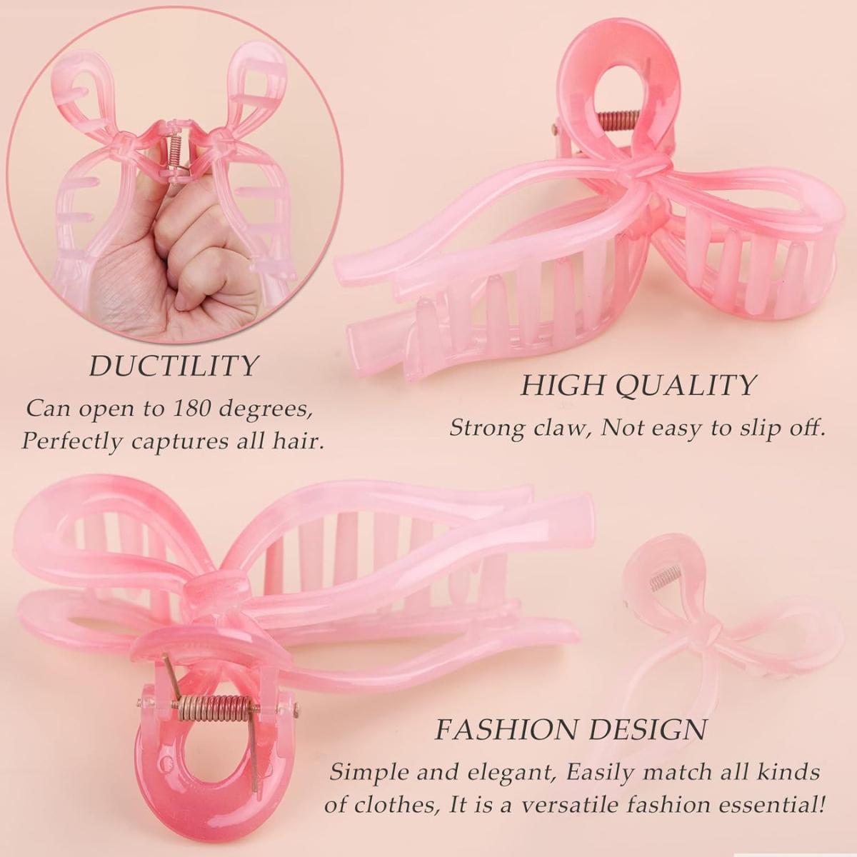 4PCS Bow Hair Clips Butterfly Hair Claw Non Slip Elegant Hair Accessories Women