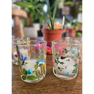 Fairy Tea Candle Sets: Decorative Dried Flower Tea Candles and Votive Holders 2.5"x2"