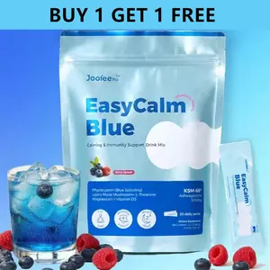 [ BUY 1 GET 1 FREE ] EasyCalm Blue, Magnesium KSM-66Ashwagandha & Blue Spirulina L-theanineLion's Mane Mushroom GABA Vitamin D3, Mixed drink Supports Cortisol Balance,Detox, Mood, Sleep, 20 Servings TravelPackets