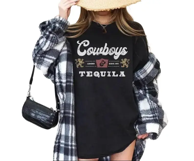 Cowboys and Tequila T-Shirt, Western Shirt, Barbecue Party Tee, Cricut & Silhouette