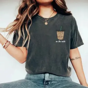 Comfort Colors On The Rocks Iced Coffee Shirt, Trendy Coffee Graphic T-Shirt, Weather Graphic Tee, Fall Coffee Gift, Coffee Lover Gift Women