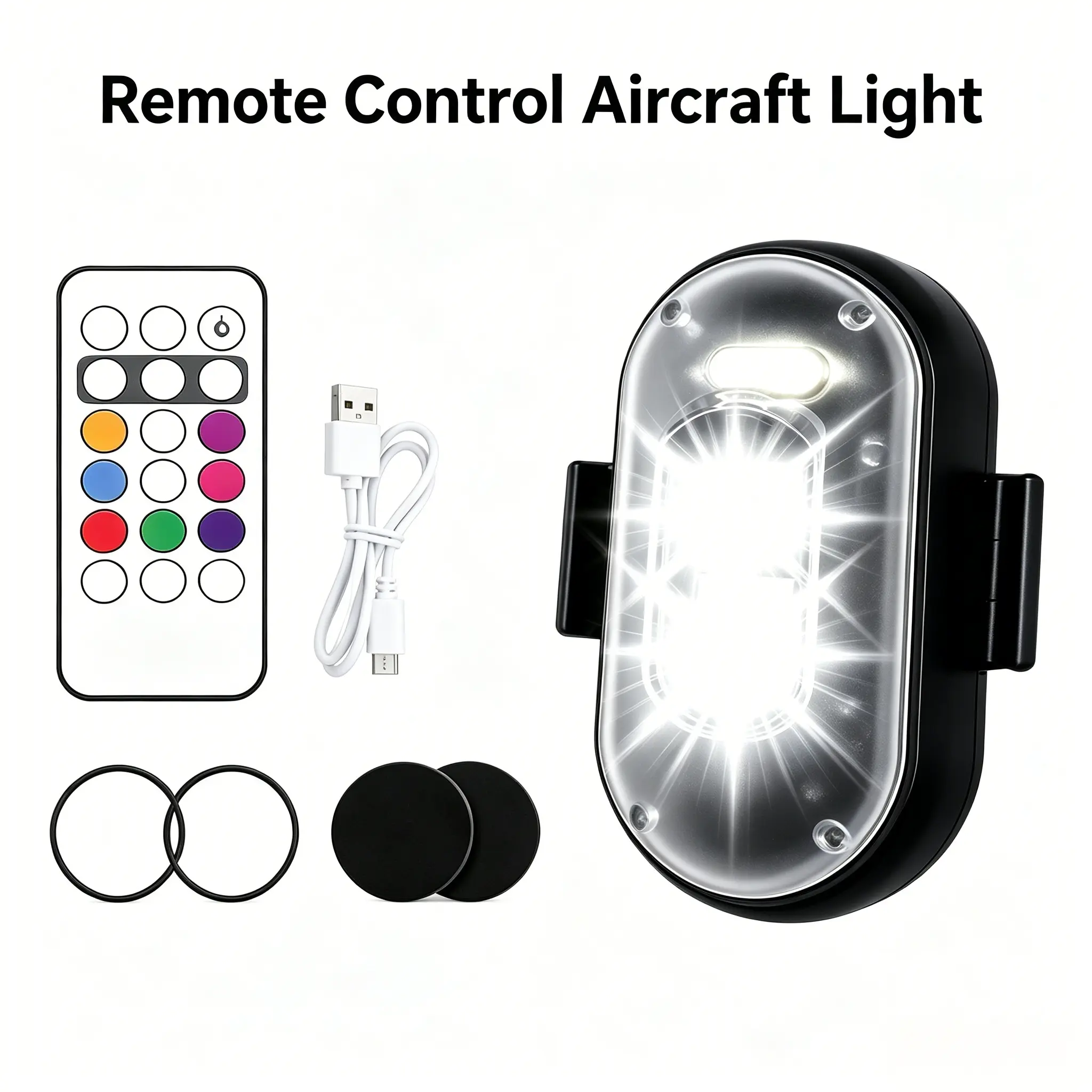 4PCS Mini RGB LED Aircraft-Style Ambient Car Light Bulbs - Remote Control Decorative Kit, for Door Panels, Footwells, SUV & Truck Accessories, Wireless Car Led Light Bulbs