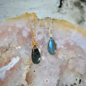 Flashy Labradorite Crystal Necklace, Dainty Labradorite Pendant, Labradorite Jewelry