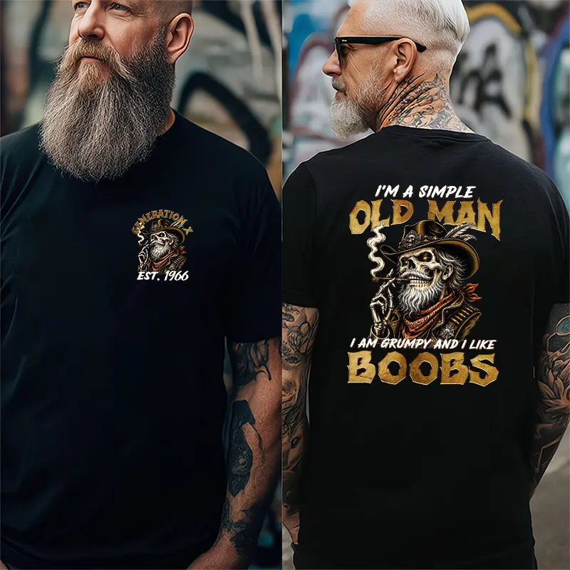 [Generation Studio] Personalized Year 1965-1980 i'm A Simple Old Man Generation X Shirt, Grumpy And Like Boobs Gen X Shirt, Generation X Shirt, Full Colors, Full Sizes, For Men, For Women