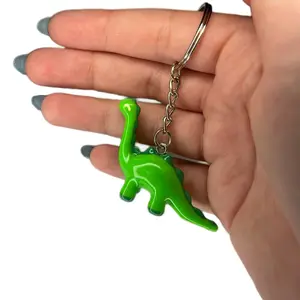 Green and Pink Dinosaur Keychains Cute Tall Miniature Minifigure Figuring Gifts Christmas Holidays Fun Girls Boys Teens Kids Adults Rawr Keys Bags Purse Backpack Wallet