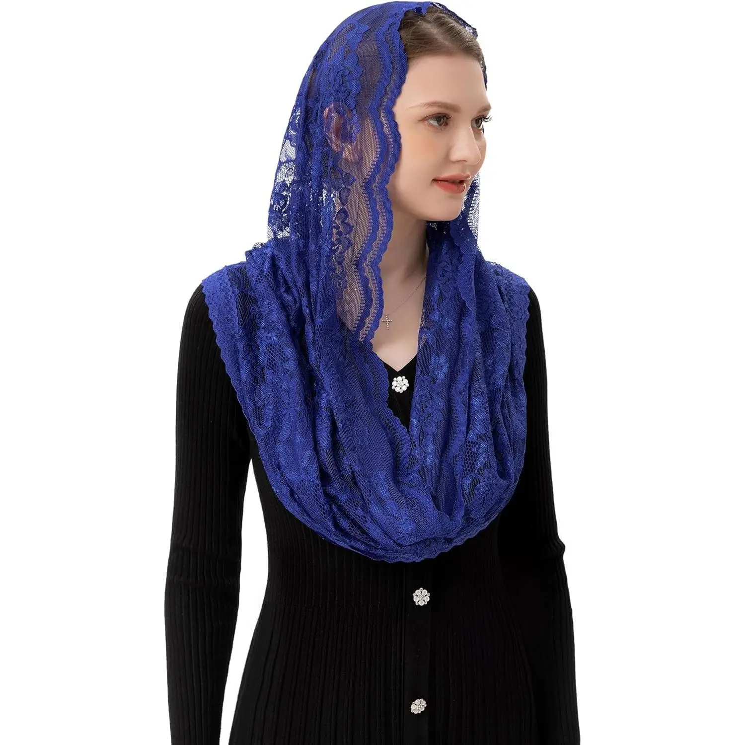 Infinity Chapel Veil Floral Latin Mass Head Covering Lace Scarf Mantilla Veils for Church