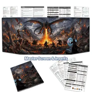 4-Panel Foldable GM Screen with Free Inserts – Dry Erase, Dungeon & Game Master Accessory for Tabletop RPG Campaigns & Game Nights