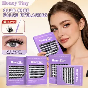HoneyTiny Cluster 4 Styles Glue-Free Easy Removal es 10mm/12mm/14mm/16mm Lightweight 24+ Secure Hold Clusters for Flawless Makeup Self Adhesive Eyelash Eyelashes Extensions