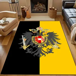 Solemn Austrian Empire double-headed eagle pattern home carpet, suitable for living room, bedroom, kitchen floor mat, home decoration, area rug, holiday gift for family and friends