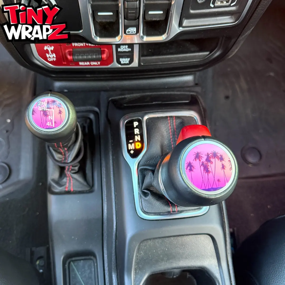 Jeep Shift Knob Premium Vinyl "Pink Sunset" Sticker Fits 2018-2026 Wrangler JL & Gladiator