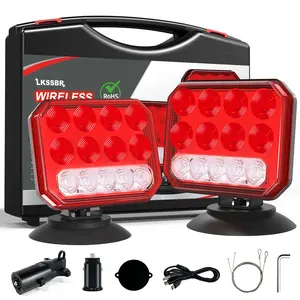 Wireless Trailer Lights Magnetic - Dual Function Magnetic Tow Light with Strobe Lights Reverse Light 2-IN-1 Towing Lights Kit for Trucks, Boat, RV, Vehicle, Caravan