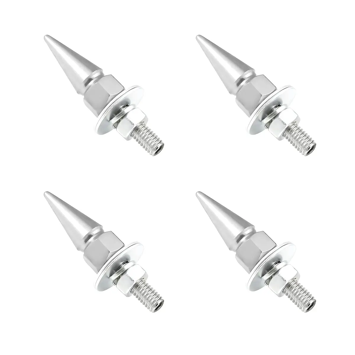 4 PCS Spikes License Plate Screws for Car, Anti Theft Spike Shape Aluminum Car Plate Frame Fastenings Bolt, Cool Licence Plate Screw Set for Car Truck Motorcycle, Car Accessories (Silver)