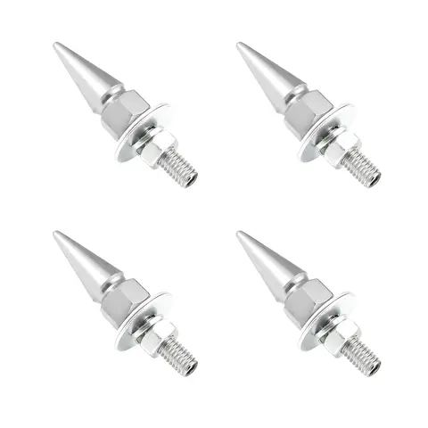 4 PCS Spikes License Plate Screws for Car, Anti Theft Spike Shape Aluminum Car Plate Frame Fastenings Bolt, Cool Licence Plate Screw Set for Car Truck Motorcycle, Car Accessories (Silver)