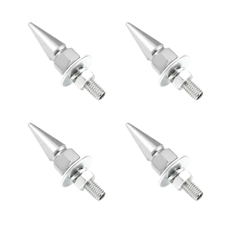 4 PCS Spikes License Plate Screws for Car, Anti Theft Spike Shape Aluminum Car Plate Frame Fastenings Bolt, Cool Licence Plate Screw Set for Car Truck Motorcycle, Car Accessories (Silver)