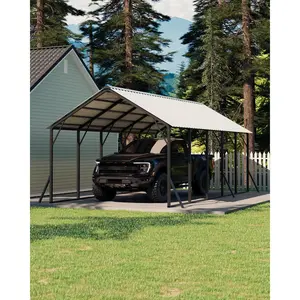 GAOMON 13x26 ft Metal Carport with Vertical Roof, Heavy-Duty Metal Car Port 120° Steep-Pitch Roof, 133" High-Clearance for Full-Sized Pickups, Tractors, and Bass Boats