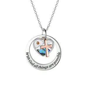 OIDEA Women's Non-Tarnish Stainless Steel Cross Necklace - Engraved "I Am a Child of God" Heart Pendant, Layered Chain Link, Faith Hope Love, Inspirational Jewelry, Baptism Gift for Females summerwins
