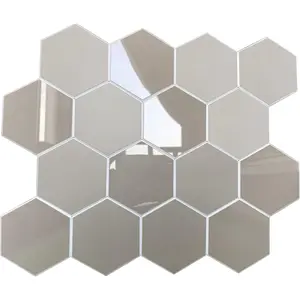 Thickened Hexagon Peel and Stick Tile Backsplash,  Upgrade Glossy and Matte Beige  Stick  Backsplash, Self-Adhesive Marble Tiles for Kitchen,Bathroom and Bedroom,10-Sheet.