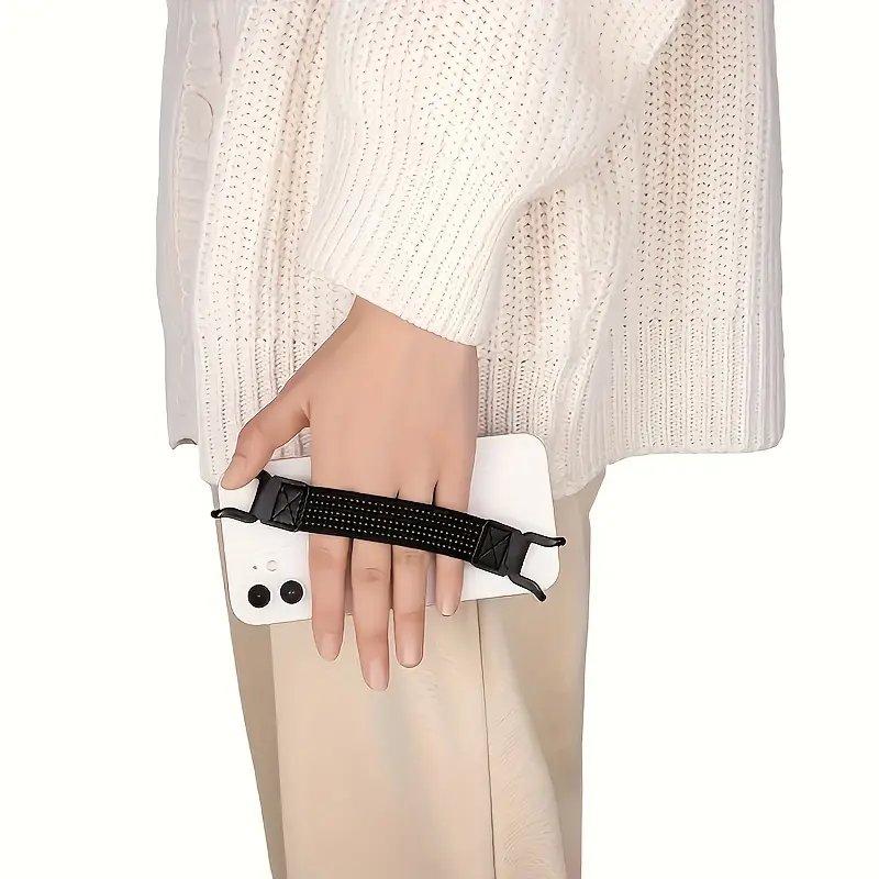 2pcs/set Mobile Phone Black Anti-fall Strap Elastic Strap Single-handed Operator Anti-fall Buckle Wristlet Strap Phone Lanyard Phone Accessories