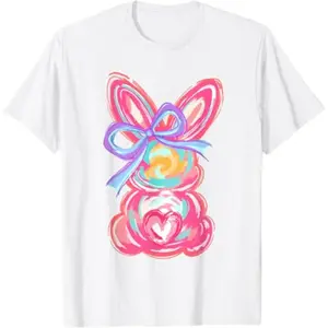 Adorable Easter Bunny TShirt Featuring Coquette Bow Tie Dye Rabbit Design