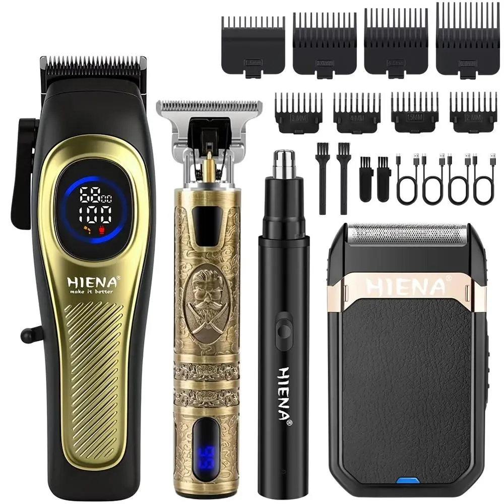 Hiena Four-In-One Wireless Grooming Set, LED Display + USB Fast Charge, Home Haircut Tool, Gentle on Skin, Ideal Gift, Hair Trimmer!