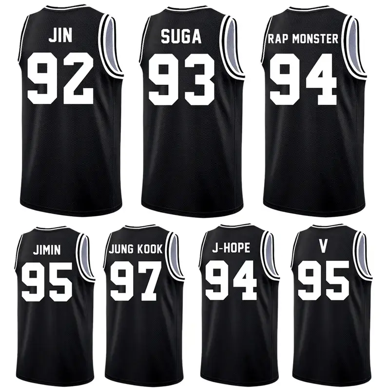 Kpop Idol Fan Merch Basketball Jersey Tank Top - Black White Birth Year 92-97 Athletic Mesh Top, Korean Pop Stage Concert Outfit Unisex Streetwear