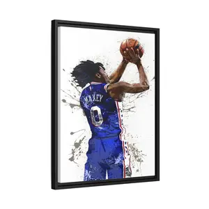 Tyrese Maxey Graphic Poster - Philadelphia 76ers Gallery Canvas Wrap, Home Decor for Man Cave, Office Wall Art