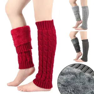 JointlyCreating Women Winter Warm Leg Warmers Cable Knit Fleece Knitted Socks Leggings for Cold Weather Outfits Basic Minimalist Bridal Womenswear