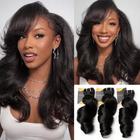 [Wequeen] Yaki Loose/ Burmese Curly Virgin Human Hair Bundle Set One-Pack Solution Seamless Blend & Natural Flow Blow Out New Drops