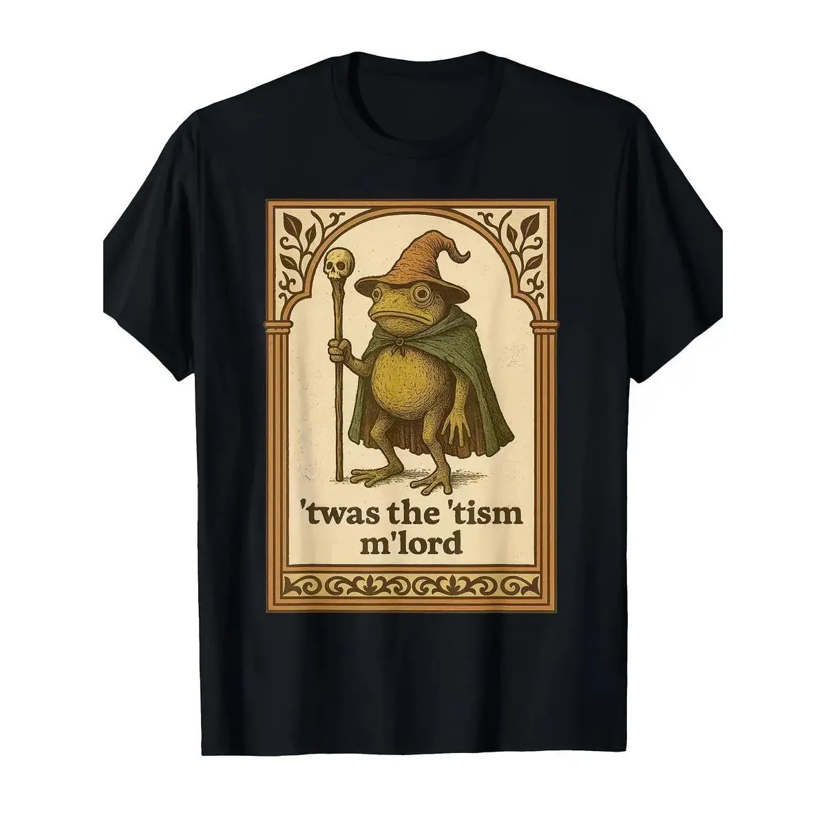 Men's Medieval Wizard Frog Graphic T-Shirt, Casual 100% Cotton Round Neck Top for Comic-Con, Soft Skin-Friendly Daily Wear