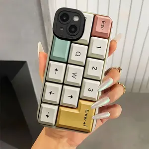 Phone case with keyboard pattern, black angel eyes, matte TPU painted, suitable for iPhone 17 16 15 14 13 12 11 Plus Pro ProMax