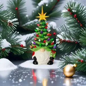 1 pcs Mini Christmas tree, colorful simulated small Christmas tree, Christmas decoration, pre-installed lights, children's gift