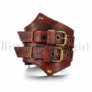 Men's Punk Wide Genuine Leather Bracelet Belt Cuff Bangle Wristband Adjustable