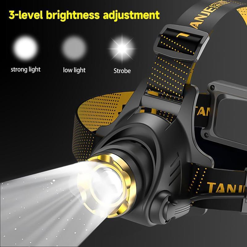 Headlamp Flashlight Rechargeable LED Headlamp 3 Modes Zoomable with Waterproof ABS, USB Charger & Car Charger, Black & Yellow Headlamp Flashlight Rechargeable LED Headlamp 3 Modes Zoomable with Waterproof ABS, USB Charger & Car Charger, Black & Yellow