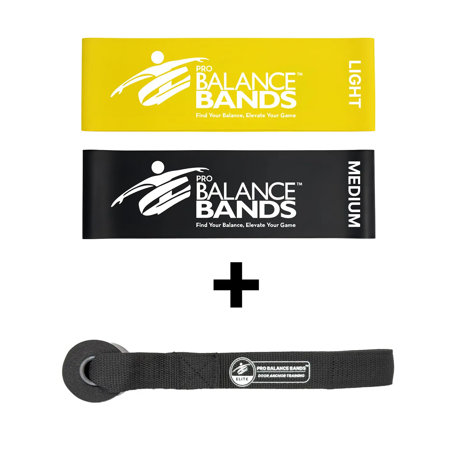 Pro Balance Bands 72" Stretch Therapy Band Set + Pro Balance Elite Door Anchor Bundle