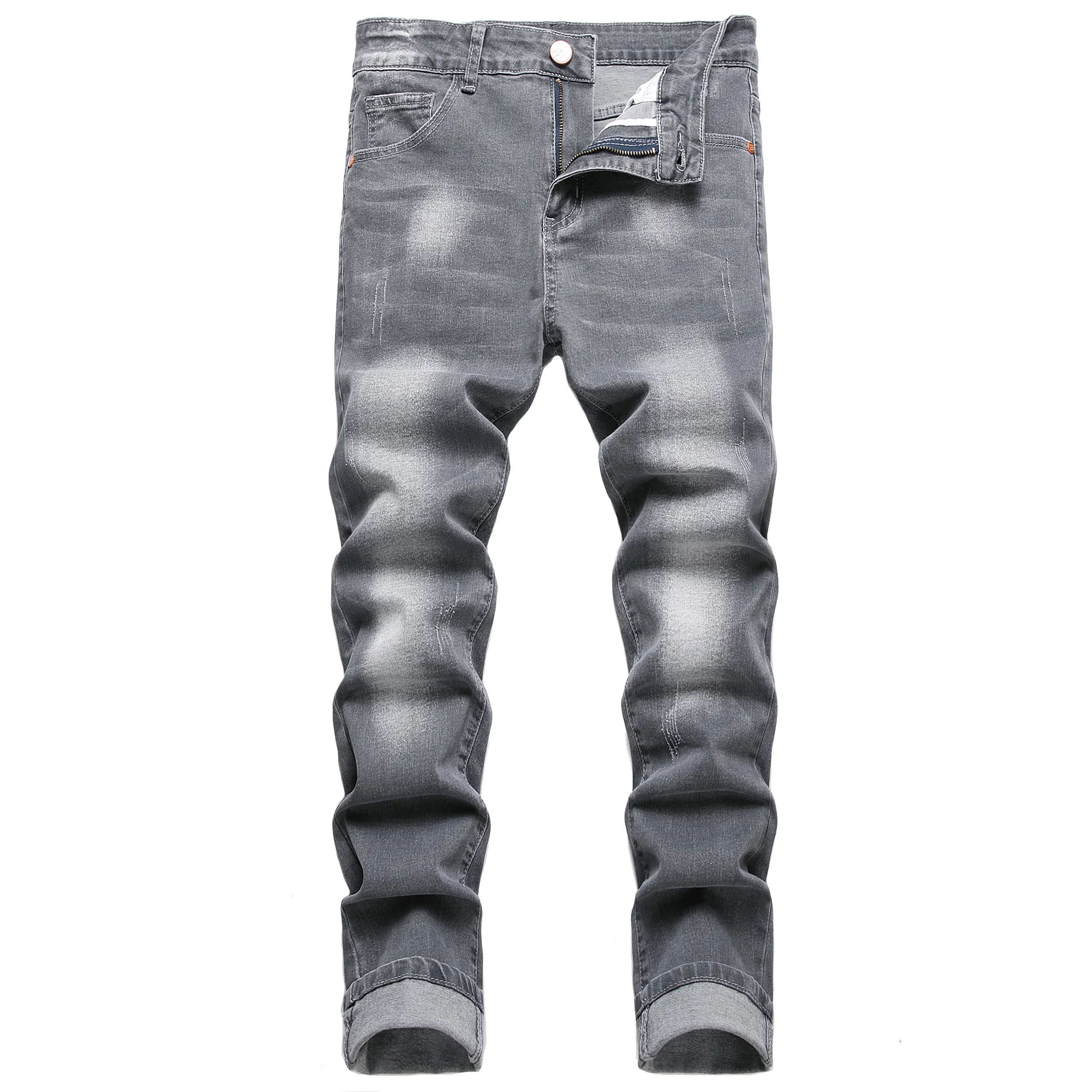 JUNBAOSS Menswear Distressed Flattering Jeans - Skateboard Slim Fit Stretch Cotton Denim, Black Ripped Rewash, Skinny Straight Uncuffed, Button Fly, Flex Waist, Vintage Fabric, Hipster Pockets, Streetwear Clothing,2026 fashion