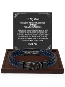 Men's Minimalist Temperament Knot Design Braided Bracelet, promise bracelets jewelry, Fashion Jewelry for Party, Daily Clothing Decor, Trendy All-match & Exquisite Jewelry for Birthday Gift