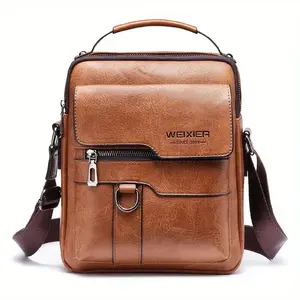 Men's crossbody bag, PU leather retro shoulder bag, casual bag, travel backpack