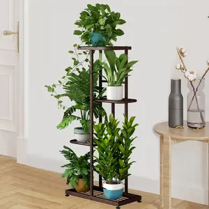 Plant Stand Indoor Outdoor Metal 4 Tier 5 Potted Multiple Flower Pot Holder Shelf Planter Display Shelving Home Decorative Unit for House Patio Garden Corner Balcony Living Room Modern 【A001】 Deals For You Days