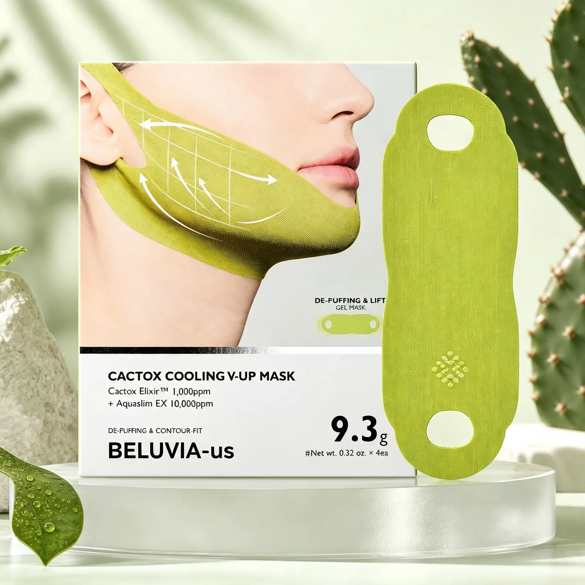 [BELUVIA-us Official] CACTOX DE-PUFFING PORE TOX MASK SET with Cactus Cooling Reduce Puffiness & Pore Tightening for Visible Pore Care Skin Repair