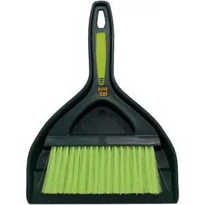 Mini Dustpan and Brush Set | Nesting Snap-On Design | Portable, Compact Dust Pan and Hand Broom for Cleaning, Green