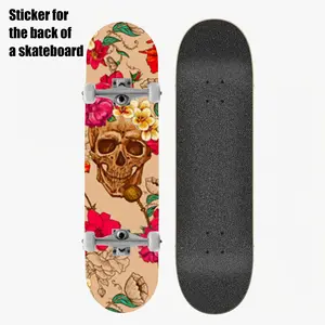 1 piece of street punk "Dark Romantic Skull" trendy personality cartoon printed skateboard back sticker - self-adhesive