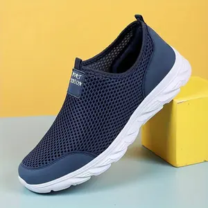 Men's Slip-On Mesh Loafers, Spring Summer Lightweight Breathable Sock Shoes Walking Shoes, Sports Fitness Travel Shoes