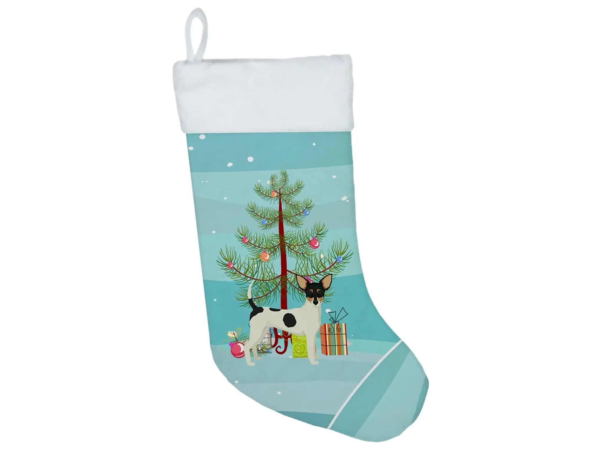 Carolines Treasures CK3567CS Toy Fox Terrier Artwork Christmas Tree Stocking, Festive Home Decor