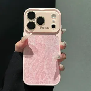 Luxury Leopard Print Leather Texture Phone Case For iPhone 17 Air 16 15 14 Pro Max 13 Cool Large Window Matte Shockproof Bumper Cover Funda