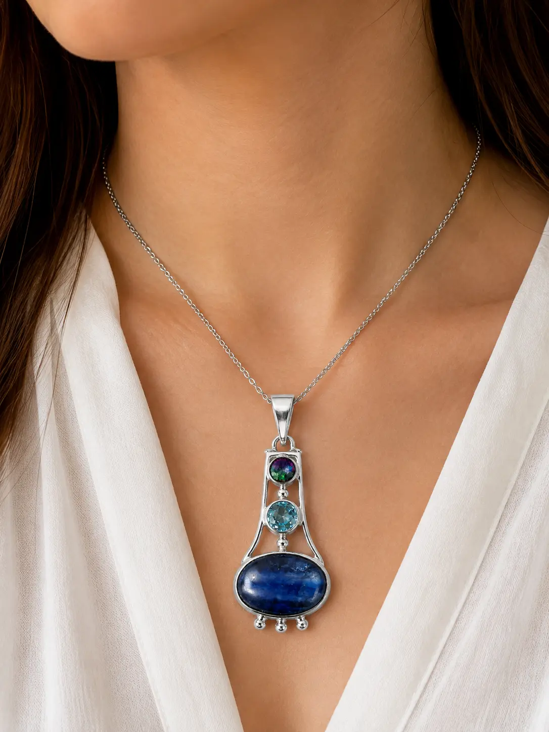 Handmade Blue Kyanite Multi-Gemstone Pendant - Statement Wear, Choose Your Style