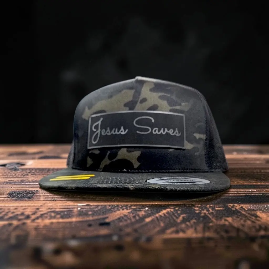 Jesus Saves Blackout Camoflauge Hat