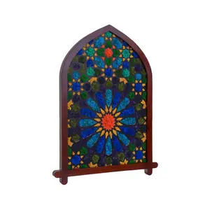 Arched Blue Moroccan Moss Wall Art