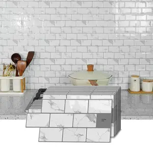 Self-Adhesive Cream 3D Subway Tiles, 1.2mm Thick, 6x12 Inch, Ideal for Kitchen & Bathroom Decor, Easy Wall Renovation