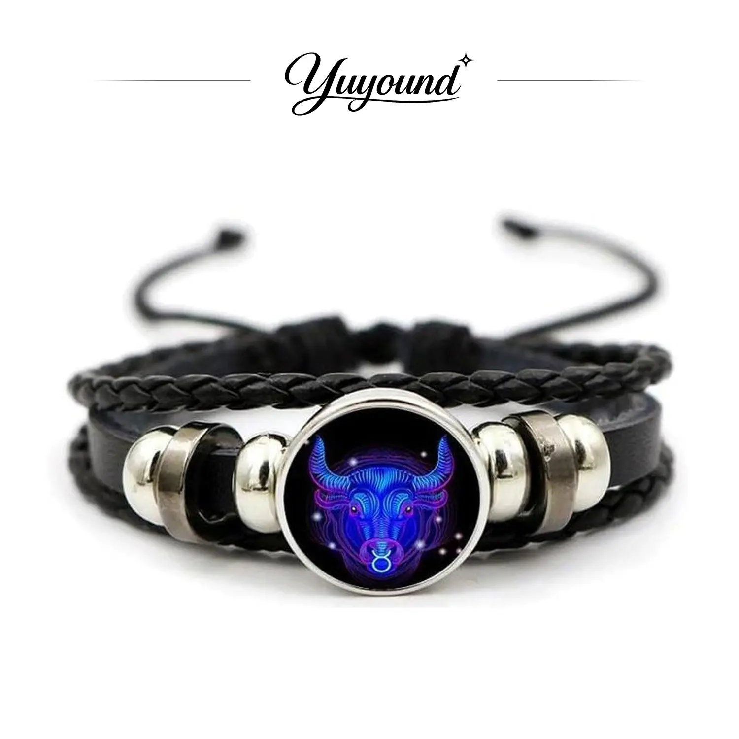 12 Constellation Multi-Layer Black Leather Bracelet, Adjustable Unisex Design. Minimal style wrist accessory, great partner gift for anniversary and daily wear, Bracelets, Sagittarius, Multi-Wrap, Alloy